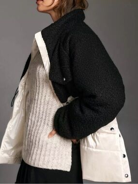 Anthropologie Black and White Two-Tone Puffer Jacket
